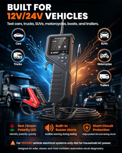 ANCEL PB600 Power Circuit Probe Tester for DIY Enthusiasts, All-in-One with Component Activation, Short/Open Circuit, Polarity & Continuity Test, Multimeter/Oscilloscope Ohmmeter Mode, Electrical Tool - color: Black