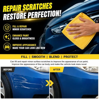 Car Scratch Remover Kit, Quick Fix Removal for Deep Scratches, All Paint Colors Polishing Compound for Cars, 100g/3.53oz (1 Set1 piece, 2 sponges, 6 nanocloths)