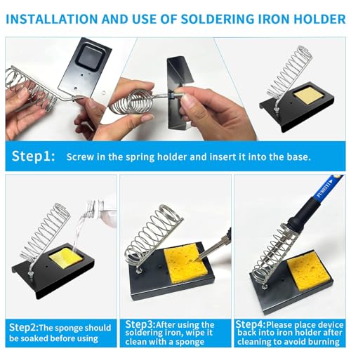 Soldering Iron Kit, 21-in-1 with Adjustable Temperature, 5 Soldering Tips, 60W Soldering Iron, Solder Wire, Desoldering Pump, Stand - A Welding for Electronic Hobbyist DIY with 110V US Plug - color: Light Blue