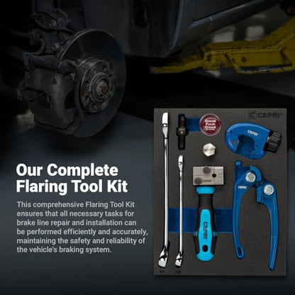 Capri Tools 3/16 in. Double Flaring Tool Kit for Brake Lines 3/16" SAE (4.75 mm) with Wrenches, Tube Cutter, and Tube Bender