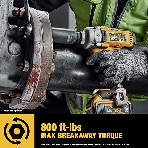 DEWALT 20V MAX Cordless Impact Wrench, 1/2' Hog Ring, Includes LED Work Light and Belt Clip, Bare Tool Only (DCF891B)