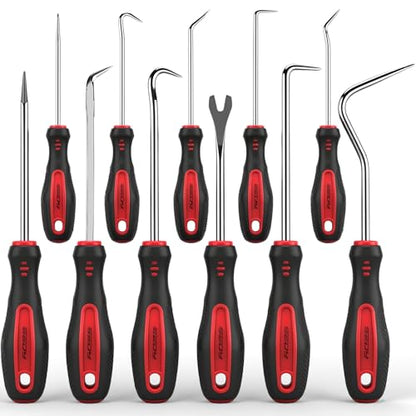 11-Piece Large Hook and Pick Set with Clip Removal Tool, Precision O-Ring Removal Kit for Automotive Mechanic and Electronic Maintenance Car Auto Oil Seal Mini Hooks
