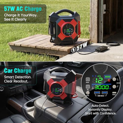 DM1264 Heavy Duty Jump Starter, 30000A Peak 12V Lithium Booster Pack for Semi Trucks, Start All for 50L Diesel and Gasoline Engines,-40°F Cold Starter, 1 Second Instant Start Dead Battery