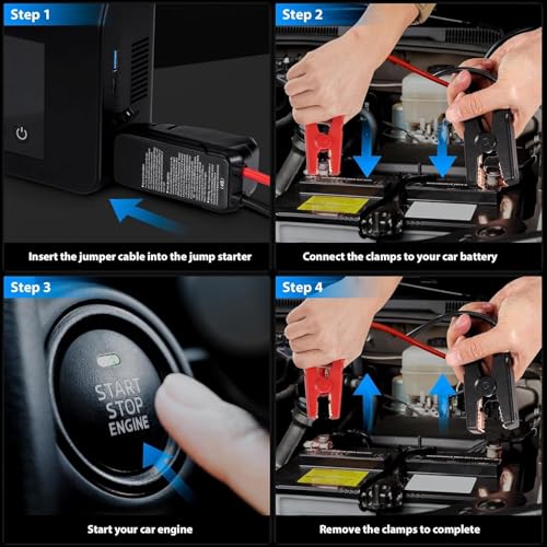 Hieha 4000A Jump Starter with Air Compressor, 12V Car Battery Jumper Starter Portable Booster for Dead Batteries, 150PSI Tire Inflator for Cars, Trucks & SUVs, USB-C Fast Charging Power Bank