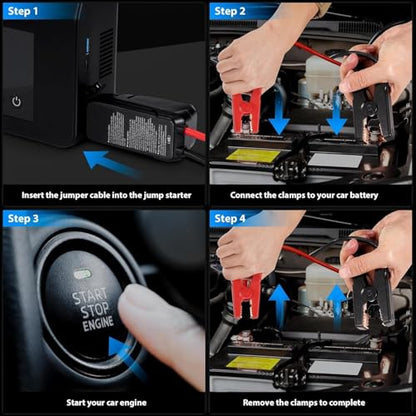 Hieha 4000A Jump Starter with Air Compressor, 12V Car Battery Jumper Starter Portable Booster for Dead Batteries, 150PSI Tire Inflator for Cars, Trucks & SUVs, USB-C Fast Charging Power Bank
