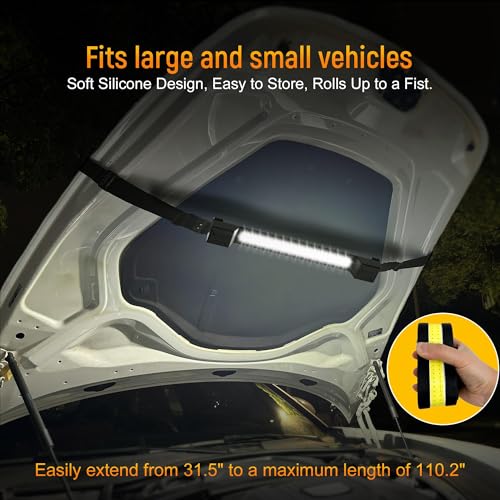 CLAKAP Flexible Magnetic Underhood Work Light, Auto Repair, Compact Storage | 2600LM COB, 5000mAh Type-C, expandable Velcro strap 31.5-110.2 in, 360 beam, 2 modes, magnetic 2-in-1