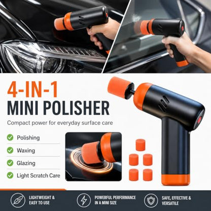 Mini Cordless Car Polisher Kit, 2-Speed Polishing Machine with Buffing Pads, Car Scratch Remover, Wax, Glass Oil Film Cleaner, All-in-One Auto Detailing Set for Paint & Glass Restoration
