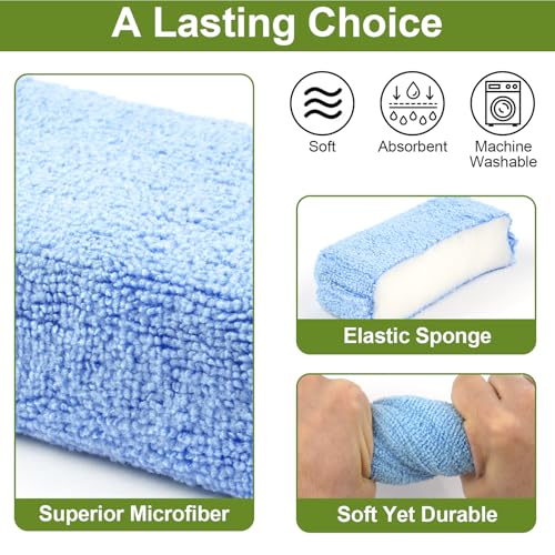 8 PCS Microfiber Applicator Pad, 4.7"x3.1" Scratch-Free Foam Buffing Scrub Pads, Car Wash Sponges for Effortless Detail Polishing, Waxing, Tire Shining, Interior Cleaning, Scrubbing (Blue)