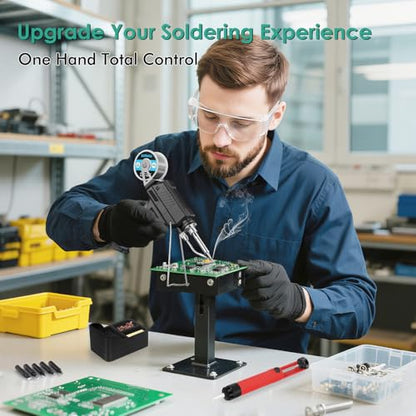 Soldering Iron gun Kit,60W Auto Feed Soldering Kit with Adjustable Temperature LCD Display,Wire,Tip Cleaner Kit,5Tips,Pump for Electronic PCB Repair,DIY - style: Soldering Iron Gun Kit with 3-in-1 Cleaner