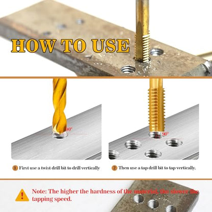 M2.5x0.45 Tap & 2.05mm Drill Bit for Metal,M2 HSS Metric Drill and Tap Set | Combination of Drill and Tap Kit for Metal - size: M2.5 x 0.45 Tap - 2.05mm Drill
