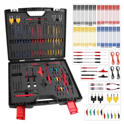 Multimeter Test Leads Kit 104PCS Multimeter Leads Kit Multi Function Electrical Back Probe Kit Efficient Automotive Circuit Test Leads Kit Relay Wire Terminal Test Diagnostic Tool with Alligator Clips - size: 104PCS