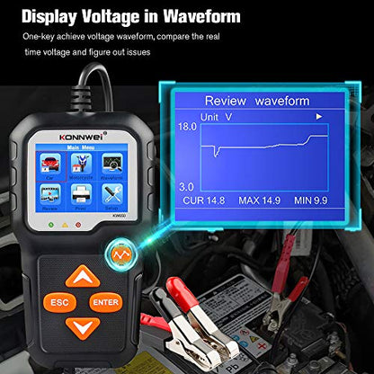 KONNWEI KW650 6V 12V Car Battery Tester, 100-2000 CCA Battery Load Tester Automotive Battery and Alternator Tester for Vehicles/Marine/Motorcycle/Lawn Mover - color: KW650