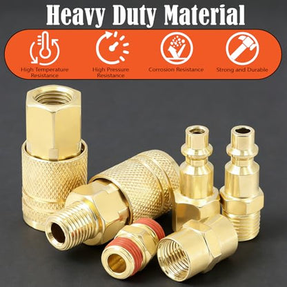 1/4" NPT Air Coupler and Plug Kit,48-Piece Industrial Quick Connect Fittings Set for Air Compressor Accessories and Air Hose - color: 48Pcs