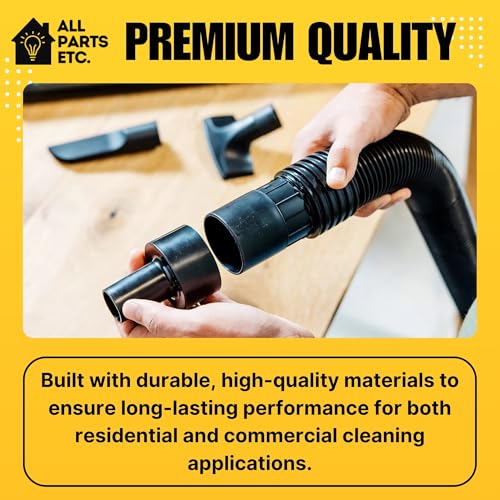 1.25" Flexible Flat Vacuum Crevice Tool/Under Side Refridgerators - 1.5" & 1.37" - 24" Long Hose Adaptor 2.5" to 1.25” Fits Wet Dry Vacuums - Shop Vac, Rigid, Workshop, Vac Master