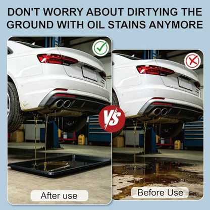 6 Pack Oil Drip Pan Heavy Duty, 35.2 x 23.4 Inch PP Plastic Oil Catch Pan, Waterproof Leak-Proof Reusable Drip Tray for Under Car Oil Changing, Garage Driveway & Home Appliance
