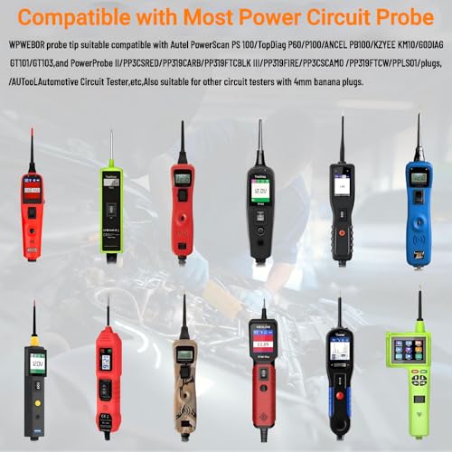 2 Pack Probe Tips 4Mm Banana Jack 3 Probe Accessories for Circuit Probe Kit | Compatible with Autel & other automotive circuit testers, for vehicle electrical system diagnosis