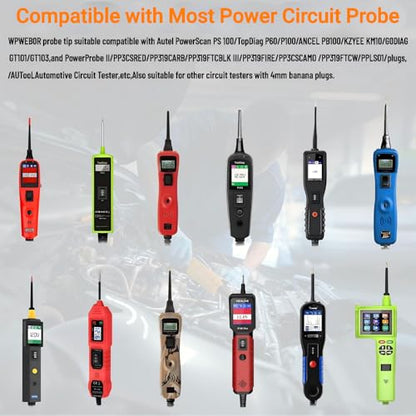 2 Pack Probe Tips 4Mm Banana Jack 3 Probe Accessories for Circuit Probe Kit | Compatible with Autel & other automotive circuit testers, for vehicle electrical system diagnosis