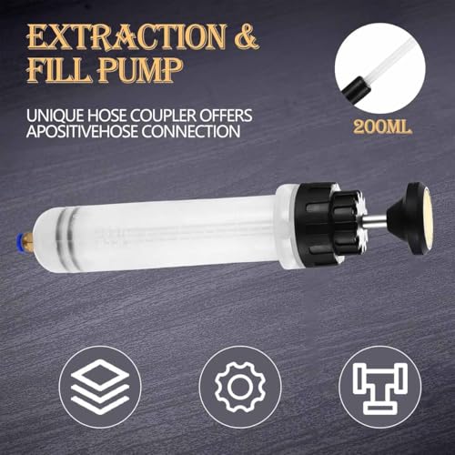 200cc Fluid Extractor, Extraction&Fill Pump,Fluid Syringe Pump Manual Suction Vacuum Fuel Car Transfer