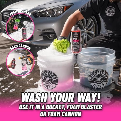 Chemical Guys, Mr. Pink pH-Balanced Car Wash Soap for Foam Cannons, 128 oz | Thick foaming suds lift dirt and grime in foam cannons, blasters or buckets, gentle on wax, sealant and ceramic - size: 128 Fl Oz (Pack of 1)
