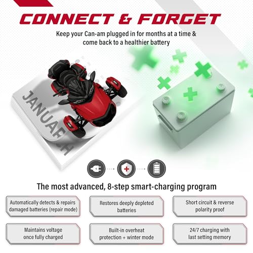JMR 12V Battery Charger for Can-am, 12V Cig. Port, No Lithium Mode | Trickle Charger Conditioner Maintainer For SPYDER MAVERICK DEFENDER COMMANDER RYKER OUTLANDER RENEGADE All Models - size: No Lithium Mode