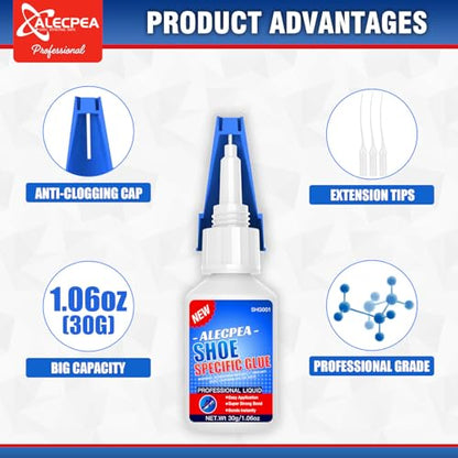 ALECPEA 30g Shoe Glue - Flexible Instant Adhesive for Sole Repair & Restoration - Waterproof Heavy Duty Sneaker Glue for Boots, Heels, Hiking Shoes, Leather & Rubber - Sets in 15 Seconds - size: 30g/1Pack, style: Shoe Glue