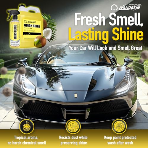 Nanoskin QUICK SHINE Quick Detail Spray 55 Gallons - Waterless Detailer Spray for Car Detailing | Deep Gloss Car Wax Booster & Clay Lubricant | Removes Dust, Smudges, Fingerprints & Other Contaminants - size: 7040 Fl Oz (Pack of 1)