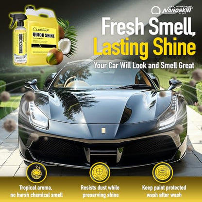 Nanoskin QUICK SHINE Quick Detail Spray 55 Gallons - Waterless Detailer Spray for Car Detailing | Deep Gloss Car Wax Booster & Clay Lubricant | Removes Dust, Smudges, Fingerprints & Other Contaminants - size: 7040 Fl Oz (Pack of 1)