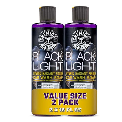 Chemical Guys Black Light Hybrid Radiant Finish Car Wash Soap and Superior Surface Cleanser 2 Pack (2 X 16 Fl. Oz.) - Gloss Enhancing pH Balanced Formula for Maximum Shine