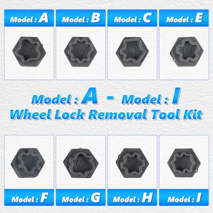 BELEY 22PCS Wheel Locking Nut Key Kit Compatible with Audi Series | A-X Automotive Spline Wheel Anti-Theft Screws Remover & Socket Keys Kit - style: 22pcs for Audi