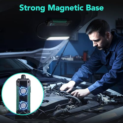 Rechargeable Magnetic Work Lights, COB Portable LED Work Light with 360° Flexible Gooseneck Design, Hook Work Flashlight for Lathe, Car Repair, Emergency, 4 Lighting Modes, USB C Cable, Pack of 1