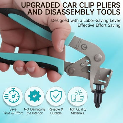 Car Clip Pliers and Disassembly Tools, Multi-Functional Automotive Snap Pliers, Cable Cutting Tool, Easy to Remove Fasteners, Clips, Buckles and Rivets, Open The Panels Without Damage