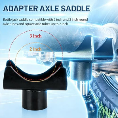 Heavy Duty Jack Axle Saddle Adapter for Most Standard Hydraulic Bottle | Anti-Slip U-Shape Steel Lift Cradle for 2-4 Inch Round Axle Tubes 4x4 Off-Road Pickup RV Truck