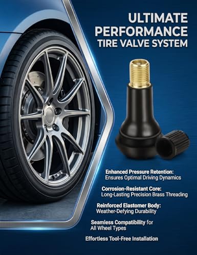 5 Pcs TR412 Black Short Tubeless Rubber Snap-in Tire Valve Stems | Perfect for 0.453" (11.5mm) Rim Holes on Standard Vehicle Tires - Universal Fit for Car, Truck, SUV, Motorcycle & Lawn Mower