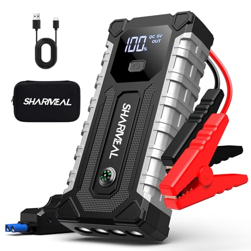 Sharmeal Car Jump Starter 6000A, Jump Starter Battery Pack for All Gas and 9.0L Diesel, 12V Portable Jump Box with LED Light - color: 6000A(60C Battery Enhanced Version)