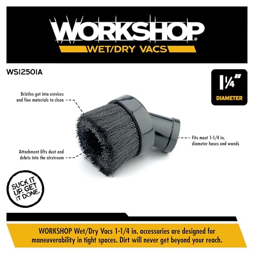 WORKSHOP Wet/Dry Vacs WS12501A 1-1/4-in. Dusting Brush Vacuum Attachment - size: 1-1/4"
