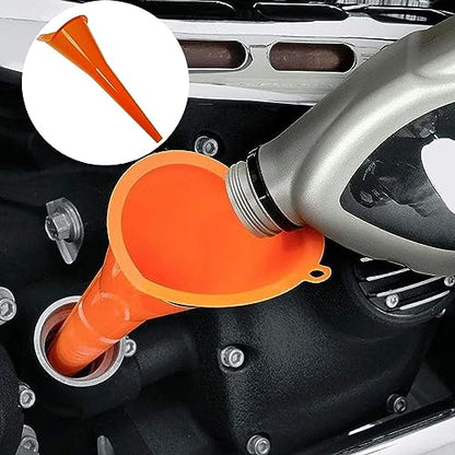 UCS 1123 QuickFill Spill Saver Funnel – Multi-Purpose Long Mouth Fueling Funnel, Wide Opening, Spill-Free Fluid Transfer for Gas, Oil, Coolant & Windshield Washer Fluid – Orange