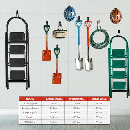 Wallmaster Garage Hooks Organizer Kit,12 Pack Adjustable Heavy Duty Shelving Hook,Wall Mount Utility Steel Garage Organization (Black) - size: 12 pcs-Black