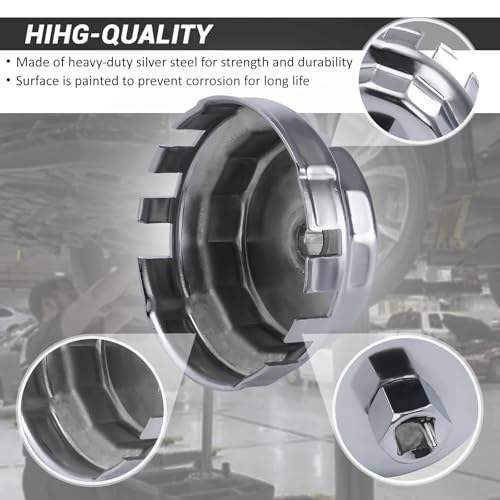 64mm 14 Flutes/6 Slots Oil Filter Cap Wrench Removal Tool Socket Compatible with Toyota, Lexus, and Scion Vehicles Equipped with 2.5L to 5.7L engines, Heavy-Duty Silver Alloy Steel - size: 6 Slot, style: Silver Alloy Steel - 6 Slot