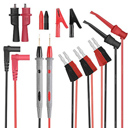 HANDSKIT 10Pcs Multimeter Test Leads Kit,Test Leads Set with Alligator Clips,Test Mini Hooks Probe and Test Probes for Automotive Multi Meter Digital & Ohm Meter