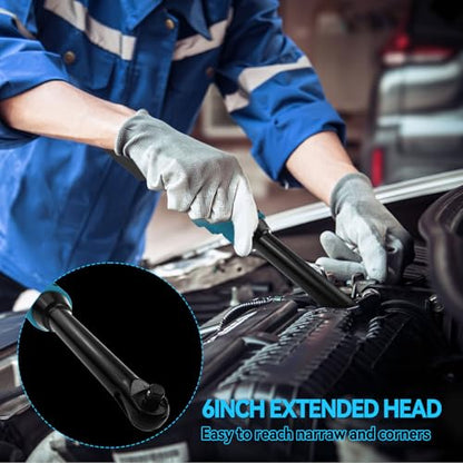 3/8" Extended Cordless Ratchet Wrench for Makita 18V Battery, 320 RPM,80 N.m Electric Power Ratchet,Built-in LED Light, 6" Long Neck