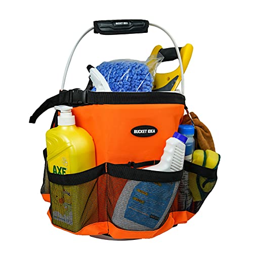 MELOTOUGH Bucket Washing Tool Organizer for a 5 Gallon Bucket Tool Organizer for Garden Tools Fit 3.5 to 5 Gallon Bucket (Orange) - color: Orange