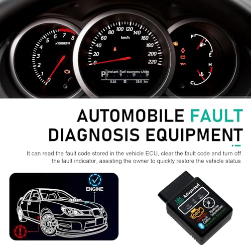 Car Bluetooth OBD2 Diagnostic Tool, Plug and Play Real-time Code Reader, Reset and Clear Engine Light Scanner with Exclusive App, Universal Mini Monitor Device for Most Phone Systems (Black)