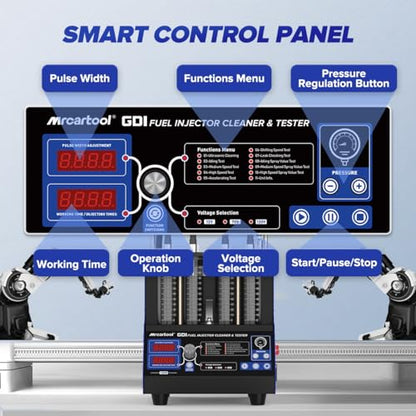 MR CARTOOL V209 GDI Fuel Injector Cleaner Machine, 110V 4-Cylinders Heated Ultrasonic Injector Cleaner Kit with 10 Functions, Gasoline Fuel Injector Tester for Car Motorcycle EFI/FSI Injectors - size: GDI V209