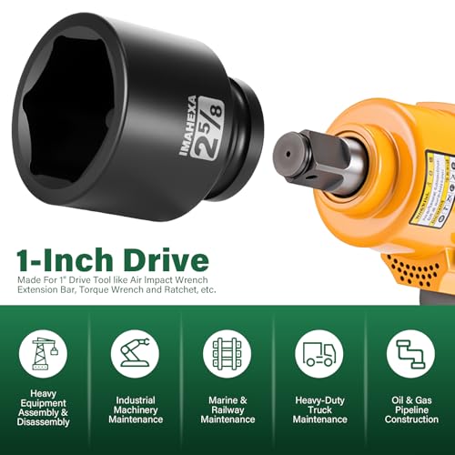 1" Drive Shallow Impact Socket,2-5/8 Inch SAE Jumbo Socket,CR-MO 6 Point for Easy Removal of Large Axle Nut（SAE) - size: 1 Inch Shallow 2-5/8", style: 1"Drive Shallow Impact Socket
