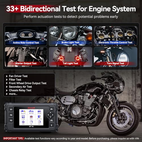 iCarsoft MT V6 for Indian Motorcycle Full System Diagnostic Tool Motorbike and Car 2-in-1 OBD2 Scanner Engine Code Reader with 33+ Active Test of Engine, AutoVIN, Battery Test, Lifetime Free Update