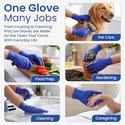 ProCure [200 Count] Disposable Nitrile Gloves - Latex Free, Powder Free Medical Exam Gloves - color: Blue (Large)