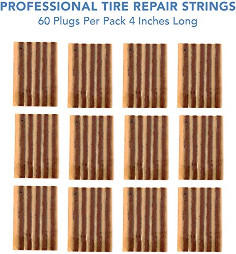 CKAuto 60pcs 4" Brown Tire Repair Strings, Automotive Tool Tire Repair Plugs for Tubeless Off-Road Tires Car, Bike, ATV, UTV, Wheelbarrow, Mower (Pack of 2) - color: Brown, size: 4" x φ0.236" 60pcs (Pack of 2)