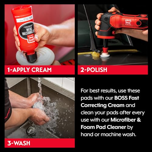 Griot's Garage BOSS 1" Fast Correcting Foam Pads for Car Polishing and Detailing, Buffing Pads for Moderate to Severe Scratch Removal, Set of 6 - size: 1 Inch Pads (Set of 6)