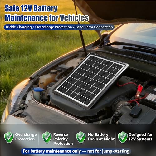 20W Hybrid Solar Battery Charger & Maintainer 12V + USB Hub Kit - Waterproof Trickle Charger for Car, Boat, RV, Motorcycle - Universal 5-in-1 Portable Solar Panel for Phone, Camping