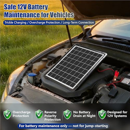 20W Hybrid Solar Battery Charger & Maintainer 12V + USB Hub Kit - Waterproof Trickle Charger for Car, Boat, RV, Motorcycle - Universal 5-in-1 Portable Solar Panel for Phone, Camping